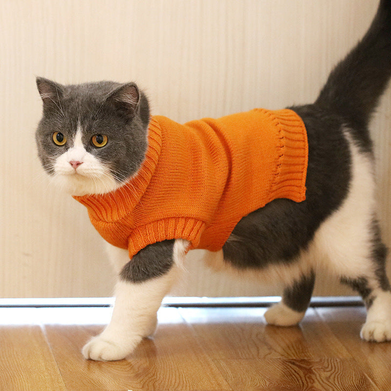 HKM-0506045 Cozy Blue Cat Sweater for Autumn and Winter, Bulky Acrylic, Various Sizes Available