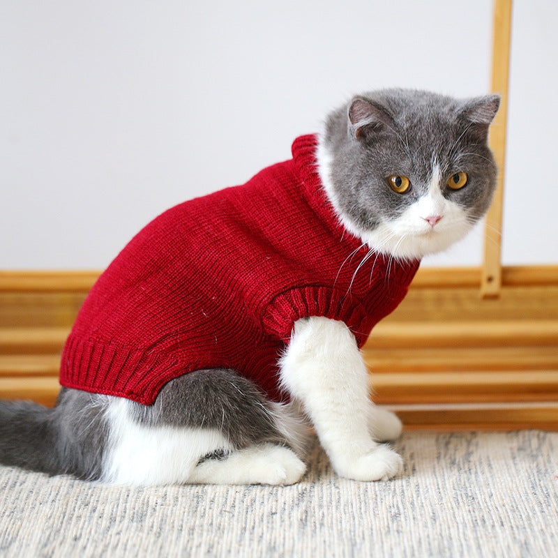 HKM-0506045 Cozy Blue Cat Sweater for Autumn and Winter, Bulky Acrylic, Various Sizes Available