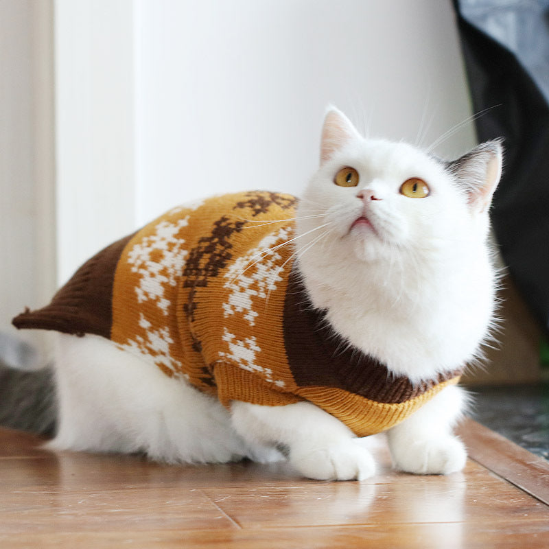 HKM-0506045 Cozy Blue Cat Sweater for Autumn and Winter, Bulky Acrylic, Various Sizes Available