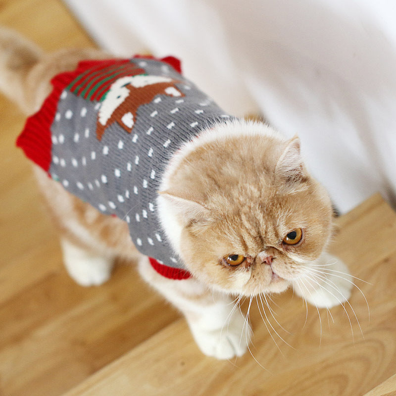 HKM-0506045 Cozy Blue Cat Sweater for Autumn and Winter, Bulky Acrylic, Various Sizes Available
