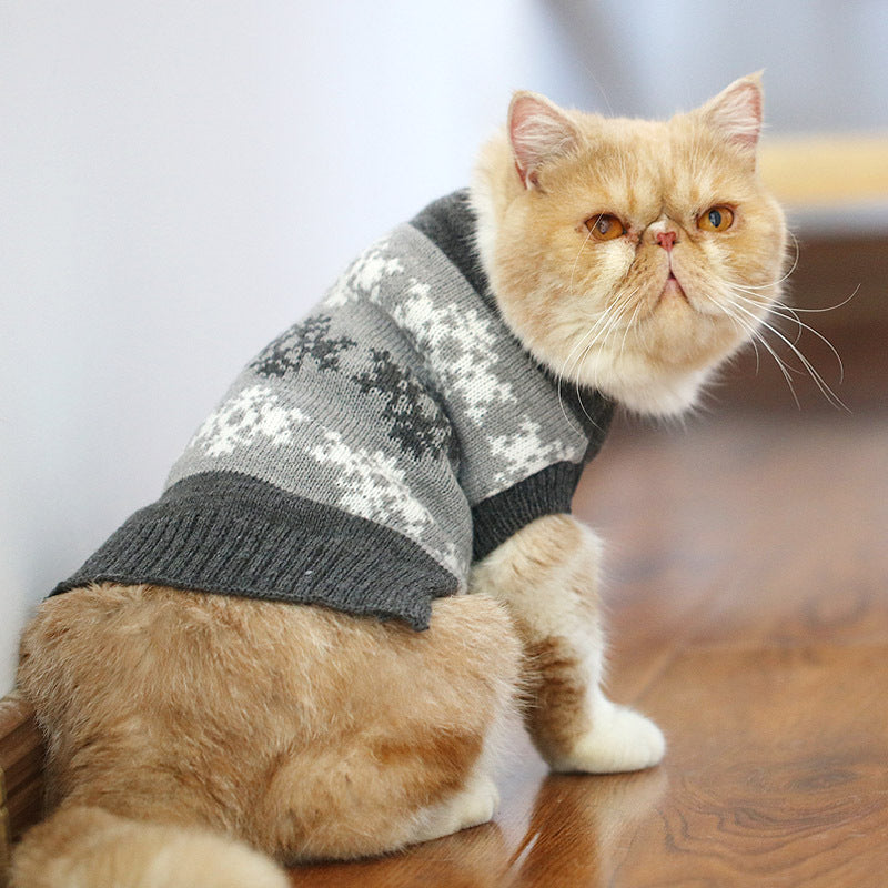 HKM-0506045 Cozy Blue Cat Sweater for Autumn and Winter, Bulky Acrylic, Various Sizes Available