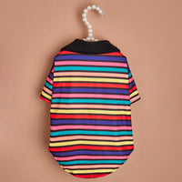 HKM-0506429 Striped Polo Shirt for Pets - Ins Style Sweater in Polyester, Sizes XS to XL