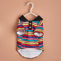 HKM-0506429 Striped Polo Shirt for Pets - Ins Style Sweater in Polyester, Sizes XS to XL