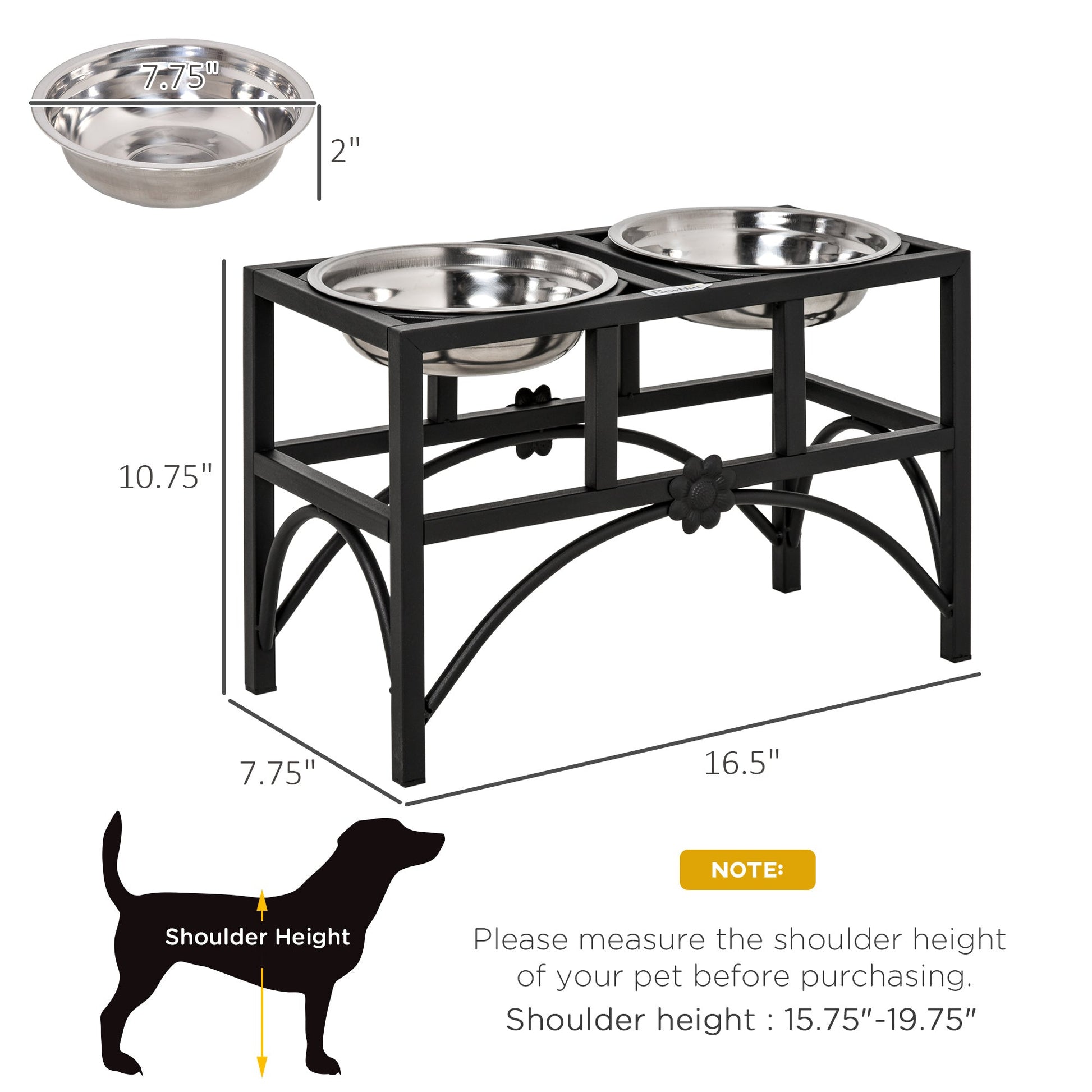 HKM-0508221 Elevated Double Stainless Steel Dog Food Bowl Feeding Station with Non-Slip Metal Base