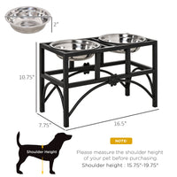 HKM-0508221 Elevated Double Stainless Steel Dog Food Bowl Feeding Station with Non-Slip Metal Base
