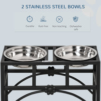 HKM-0508221 Elevated Double Stainless Steel Dog Food Bowl Feeding Station with Non-Slip Metal Base
