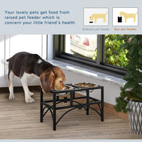 HKM-0508221 Elevated Double Stainless Steel Dog Food Bowl Feeding Station with Non-Slip Metal Base
