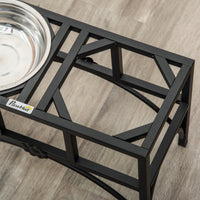 HKM-0508221 Elevated Double Stainless Steel Dog Food Bowl Feeding Station with Non-Slip Metal Base