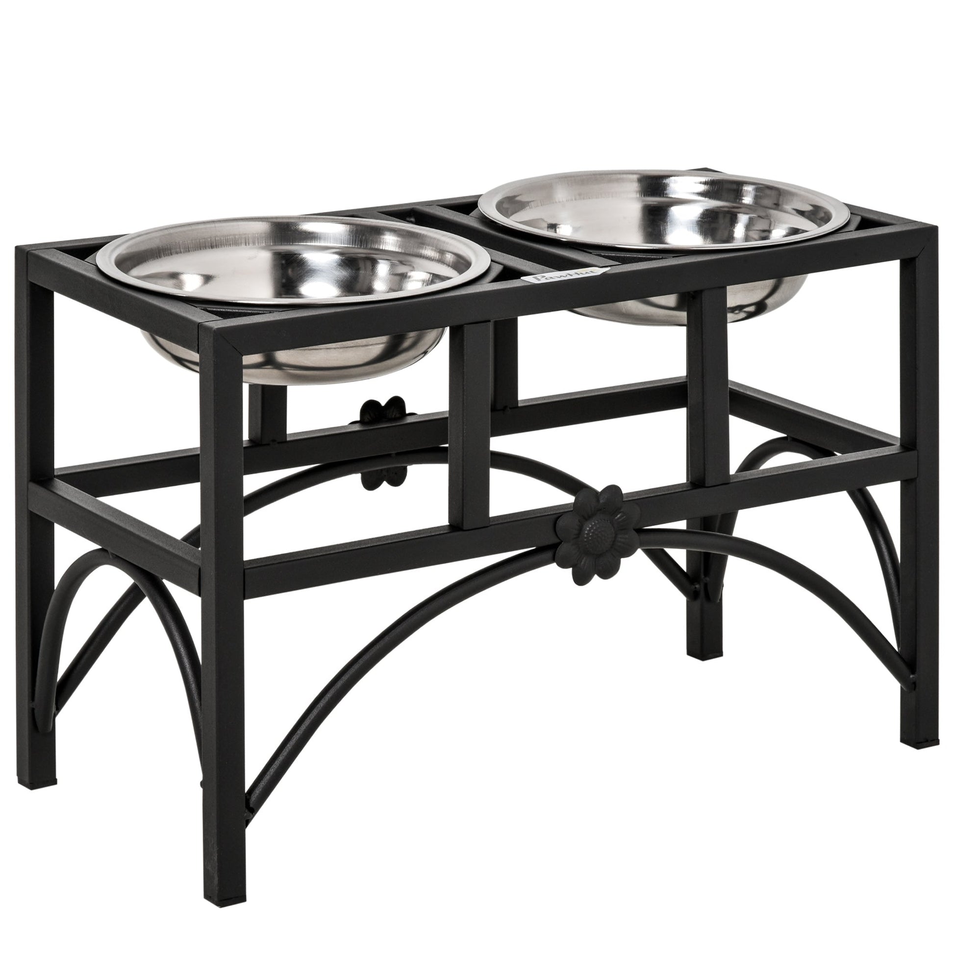HKM-0508221 Elevated Double Stainless Steel Dog Food Bowl Feeding Station with Non-Slip Metal Base