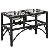 HKM-0508221 Elevated Double Stainless Steel Dog Food Bowl Feeding Station with Non-Slip Metal Base