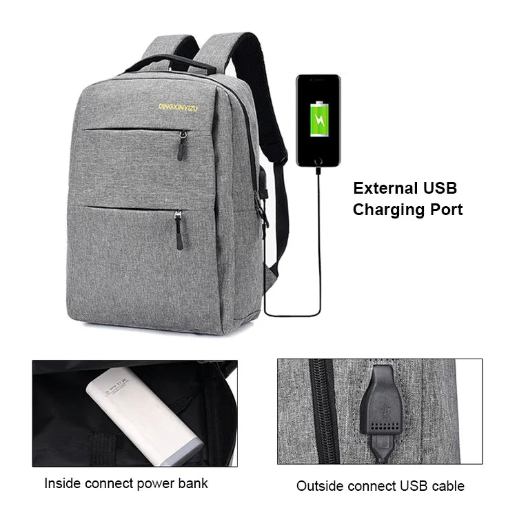 HKM-050899 15.6 Inch USB Charging Laptop Backpack with Fashionable Design and Multiple Compartments