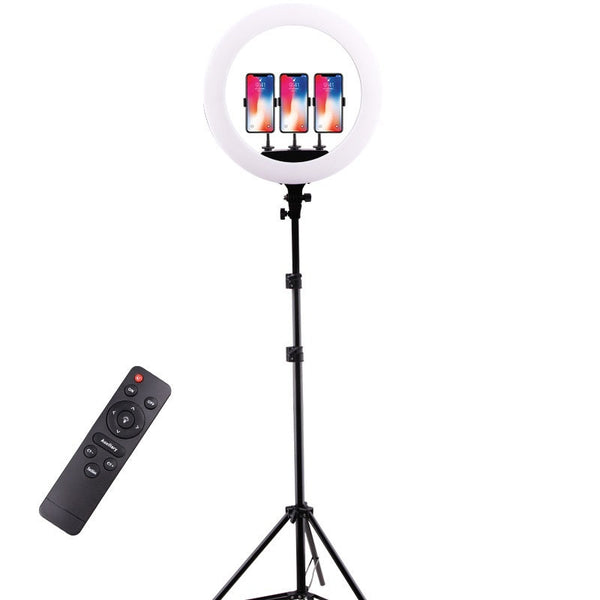 HKM-050899 18-Inch Multi-Camera Live Broadcast Ring Light with 416 LED Beads and 210CM Adjustable Stand