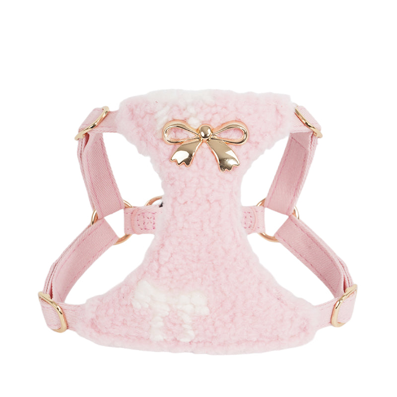 HKM-0509501 Lambswool Alloy Dog Fleece Vest with Chest Strap and Leash Options in Ryukin Pink and Turquoise Green