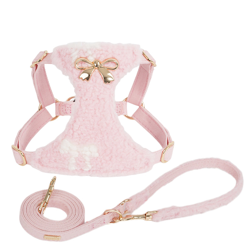 HKM-0509501 Lambswool Alloy Dog Fleece Vest with Chest Strap and Leash Options in Ryukin Pink and Turquoise Green