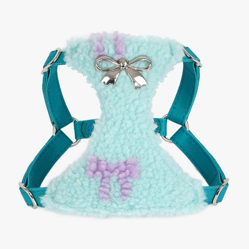 HKM-0509501 Lambswool Alloy Dog Fleece Vest with Chest Strap and Leash Options in Ryukin Pink and Turquoise Green