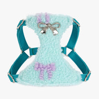 HKM-0509501 Lambswool Alloy Dog Fleece Vest with Chest Strap and Leash Options in Ryukin Pink and Turquoise Green