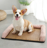 HKM-0509885 Rattan Summer Sleeping Mat in Pink, Gray, and Brown - Available in Sizes S, M, L