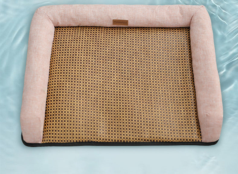 HKM-0509885 Rattan Summer Sleeping Mat in Pink, Gray, and Brown - Available in Sizes S, M, L