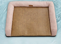 HKM-0509885 Rattan Summer Sleeping Mat in Pink, Gray, and Brown - Available in Sizes S, M, L