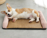 HKM-0509885 Rattan Summer Sleeping Mat in Pink, Gray, and Brown - Available in Sizes S, M, L