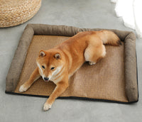 HKM-0509885 Rattan Summer Sleeping Mat in Pink, Gray, and Brown - Available in Sizes S, M, L