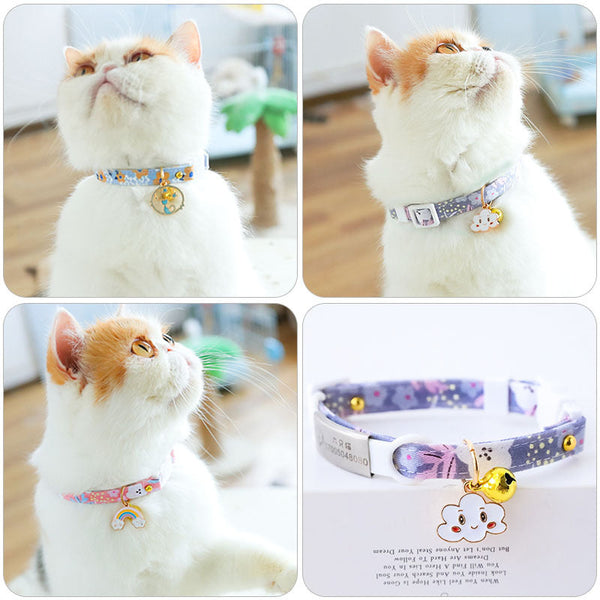 HKM-0510013 Cute Adjustable Cloth Dog Collar with Safety Buckle - XS to M Sizes Available