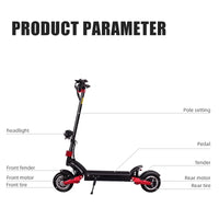 HKM-051027 Foldable 60V Dual Motor 1600W Electric Scooter for Adults with 10inch Solid Tires, Max Speed 70KM/h