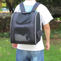 HKM-0512061 Large Capacity Portable Pet Backpack in Gray or Black - Breathable Oxford Cloth Design