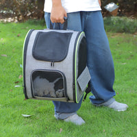 HKM-0512061 Large Capacity Portable Pet Backpack in Gray or Black - Breathable Oxford Cloth Design