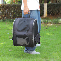 HKM-0512061 Large Capacity Portable Pet Backpack in Gray or Black - Breathable Oxford Cloth Design