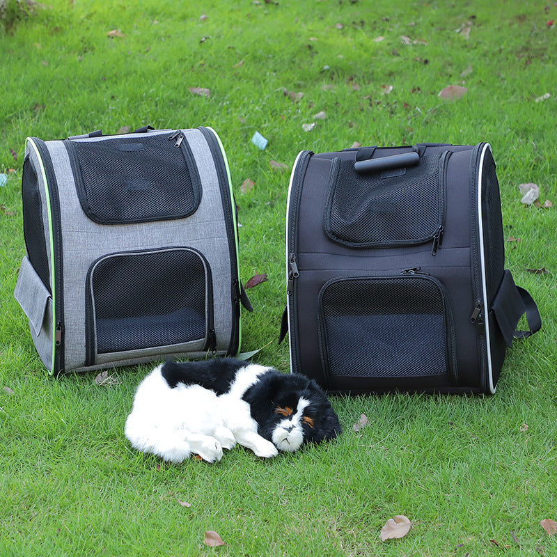 HKM-0512061 Large Capacity Portable Pet Backpack in Gray or Black - Breathable Oxford Cloth Design