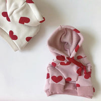 HKM-0512445 Cute Love Sweater for Pets in Pink and White – Casual Polyester Hoodie, Various Sizes