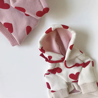 HKM-0512445 Cute Love Sweater for Pets in Pink and White – Casual Polyester Hoodie, Various Sizes