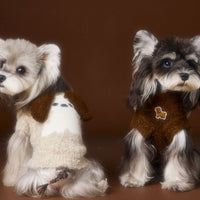 HKM-0512573 Sleeveless Three-Dimensional Ear Sweater Vest for Small Dogs in Beige and Coffee Colors