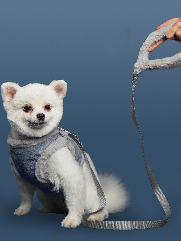 HKM-0513597 Bunny Fleece Adjustable Dog Leash for Small to Medium Dogs - Soft Polyester Fiber in Pink and Light Gray