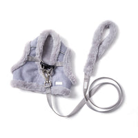 HKM-0513597 Bunny Fleece Adjustable Dog Leash for Small to Medium Dogs - Soft Polyester Fiber in Pink and Light Gray