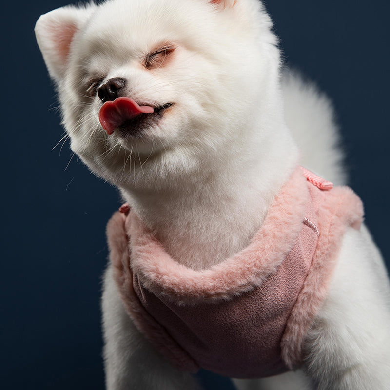 HKM-0513597 Bunny Fleece Adjustable Dog Leash for Small to Medium Dogs - Soft Polyester Fiber in Pink and Light Gray