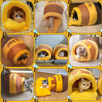 HKM-0513853 Cozy Honey Pot Cat Bed with Memory Foam Cushion, Plush Pet Cave for Small Cats