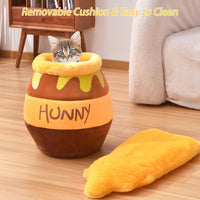 HKM-0513853 Cozy Honey Pot Cat Bed with Memory Foam Cushion, Plush Pet Cave for Small Cats