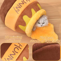 HKM-0513853 Cozy Honey Pot Cat Bed with Memory Foam Cushion, Plush Pet Cave for Small Cats