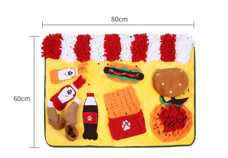 HKM-0514621 Pet Sniffing Training Mat for Dogs and Cats - Chenille Polar Fleece, Non-Slip, 80x60cm