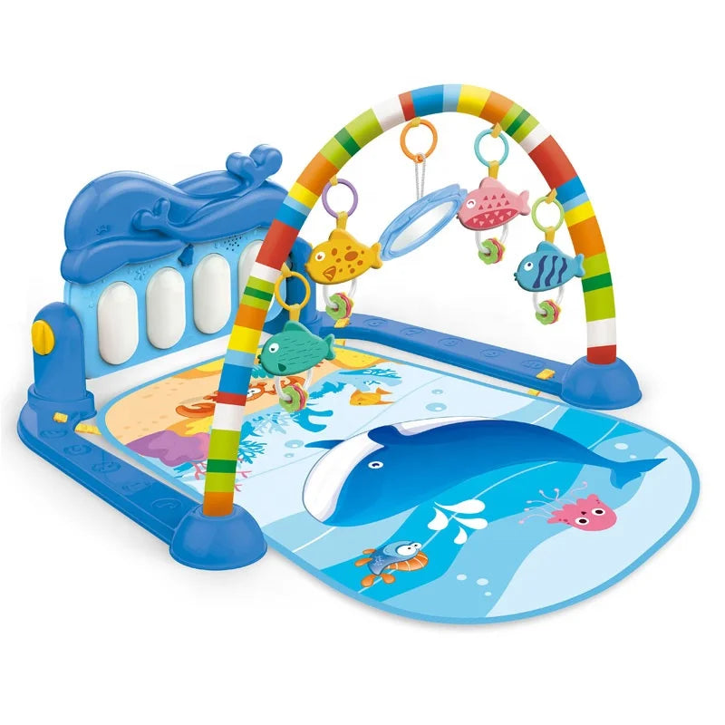 HKM-051475 Activity Baby Gym Play Mat with Piano and Fitness Rack for Infants 0-24 Months