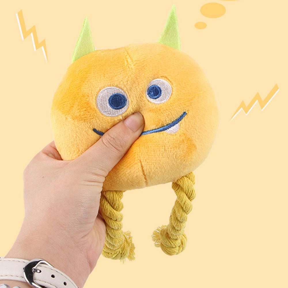 HKM-0515261 Durable Cartoon Dog Squeaky Toy - Chewable Teething with Knot Design, Ideal for Interactive Play and Teeth Cleaning