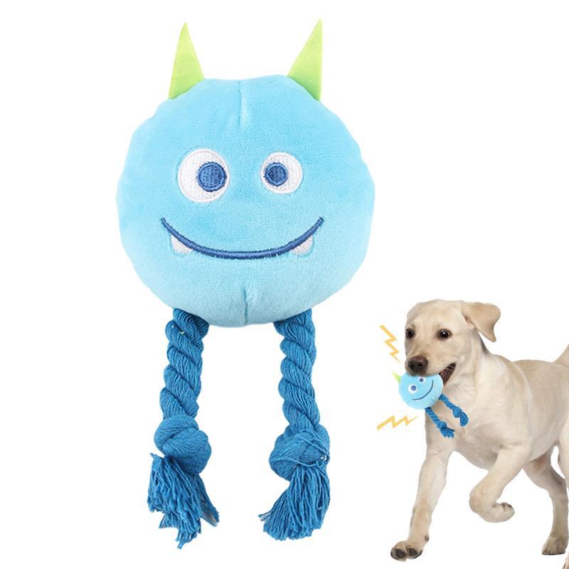 HKM-0515261 Durable Cartoon Dog Squeaky Toy - Chewable Teething with Knot Design, Ideal for Interactive Play and Teeth Cleaning