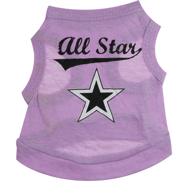 HKM-0516157 Cotton Jersey Printed Five-Star Pet Vest for All Pets