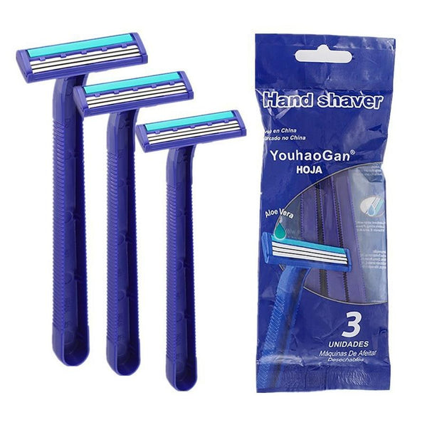 HKM-051731 Blue Stainless Steel Three-layer Disposable Razor for Men