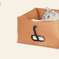 HKM-0517821 Eco-Friendly Wool Felt Pet Cabin for Cats and Dogs - Four Seasons Comfort, Washable, Grey/Brown, 40x40x40cm