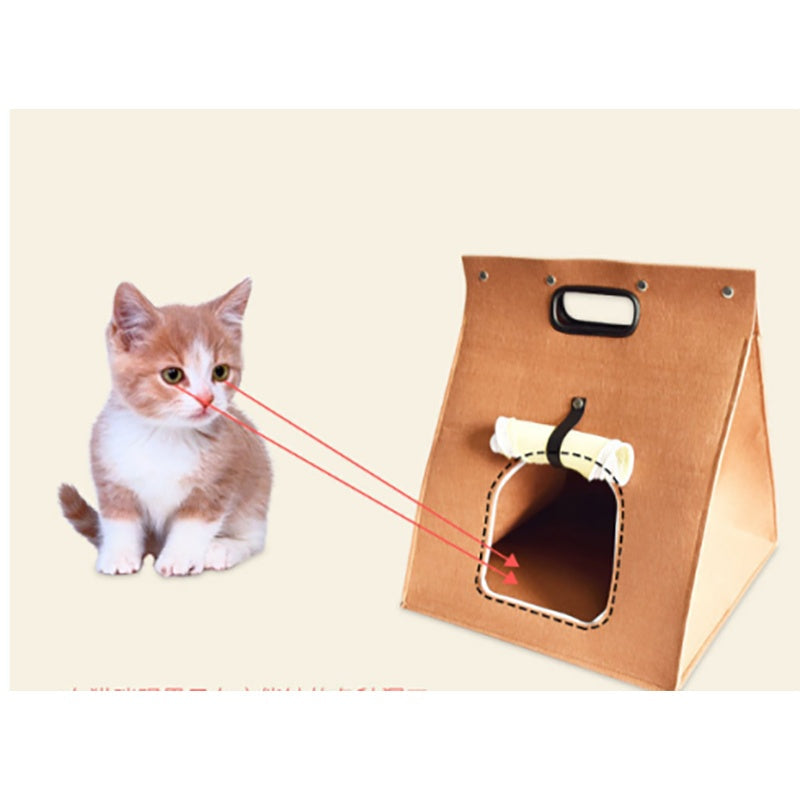 HKM-0517821 Eco-Friendly Wool Felt Pet Cabin for Cats and Dogs - Four Seasons Comfort, Washable, Grey/Brown, 40x40x40cm