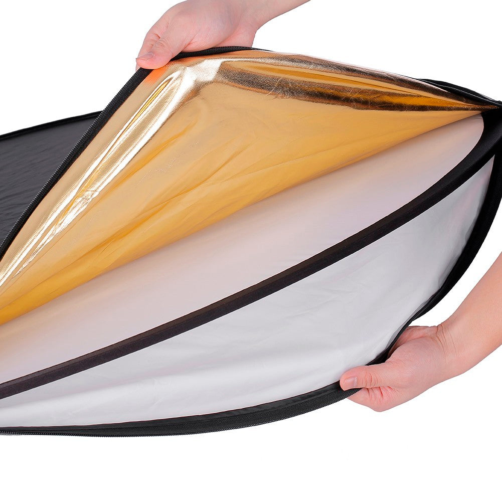 HKM-052051 80cm 5-in-1 Collapsible Light Reflector Panel for Photography, Silver, Gold, White, Black, Translucent Surfaces