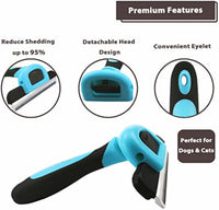 HKM-0521021 Professional Pet De-Shedding Tool for Dogs and Cats - Ergonomic Stainless Steel Brush with Easy Clean Design